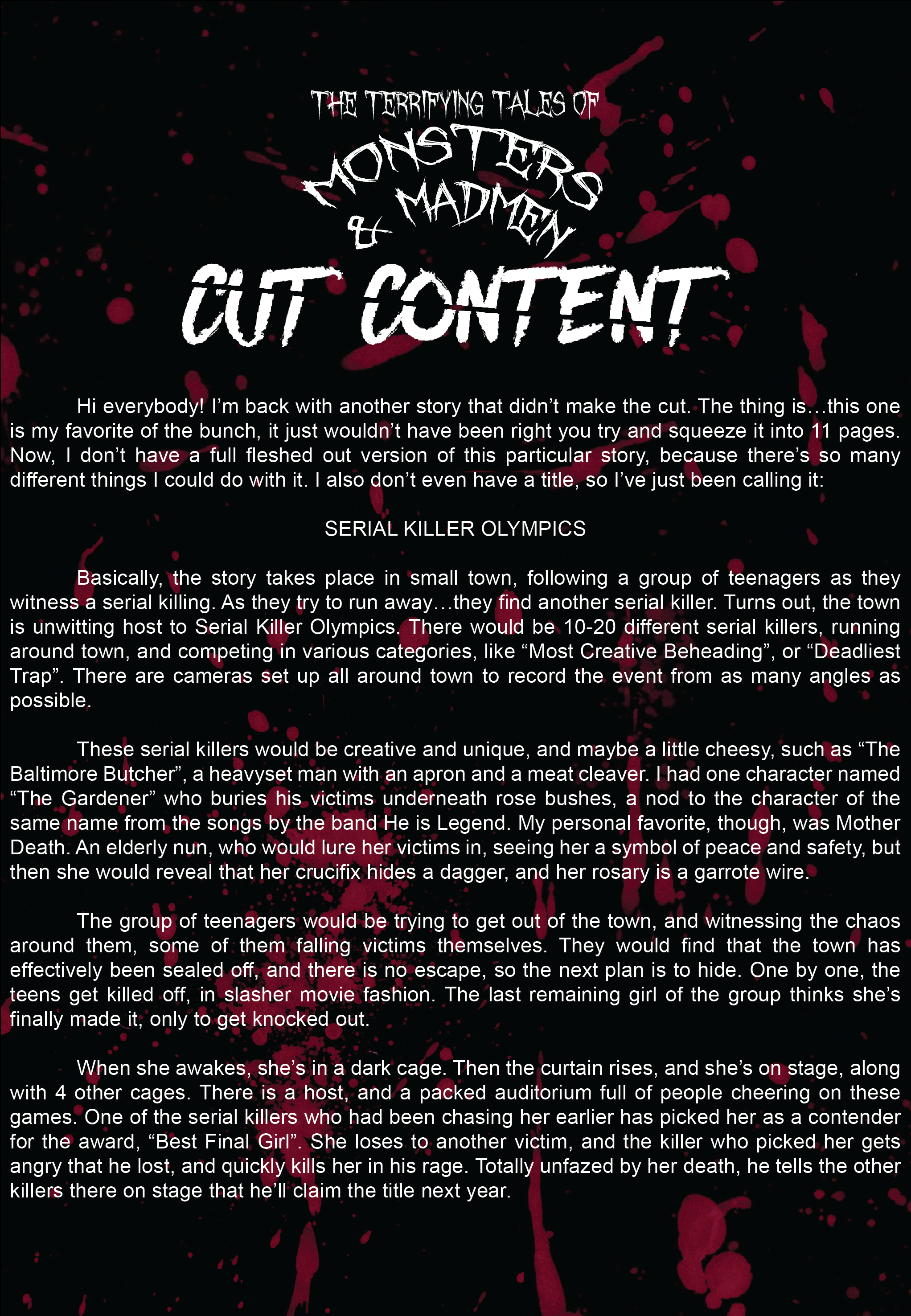Cut Content: Serial Killer Olympics